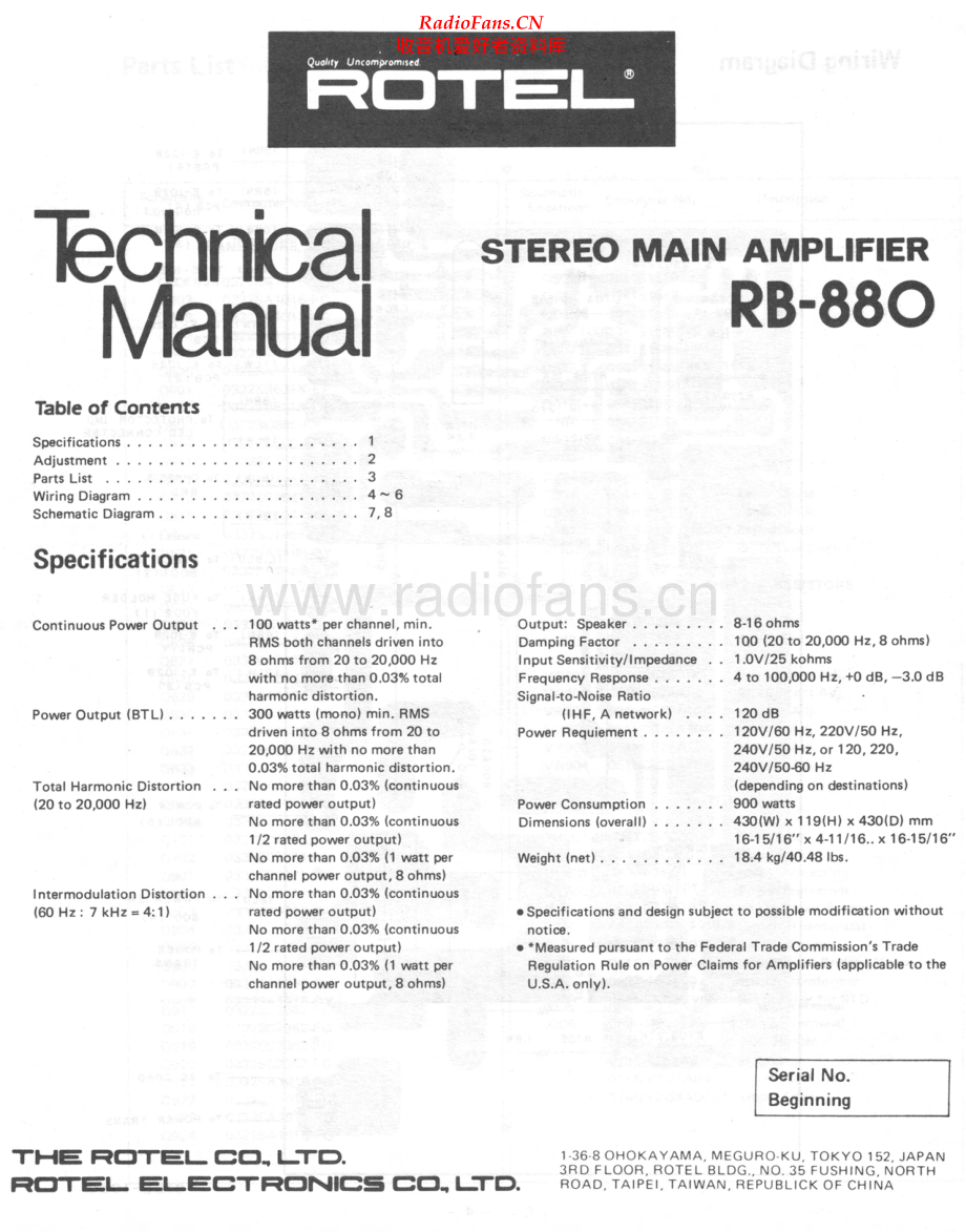 Rotel-RB880-pwr-sm 维修电路原理图.pdf_第1页