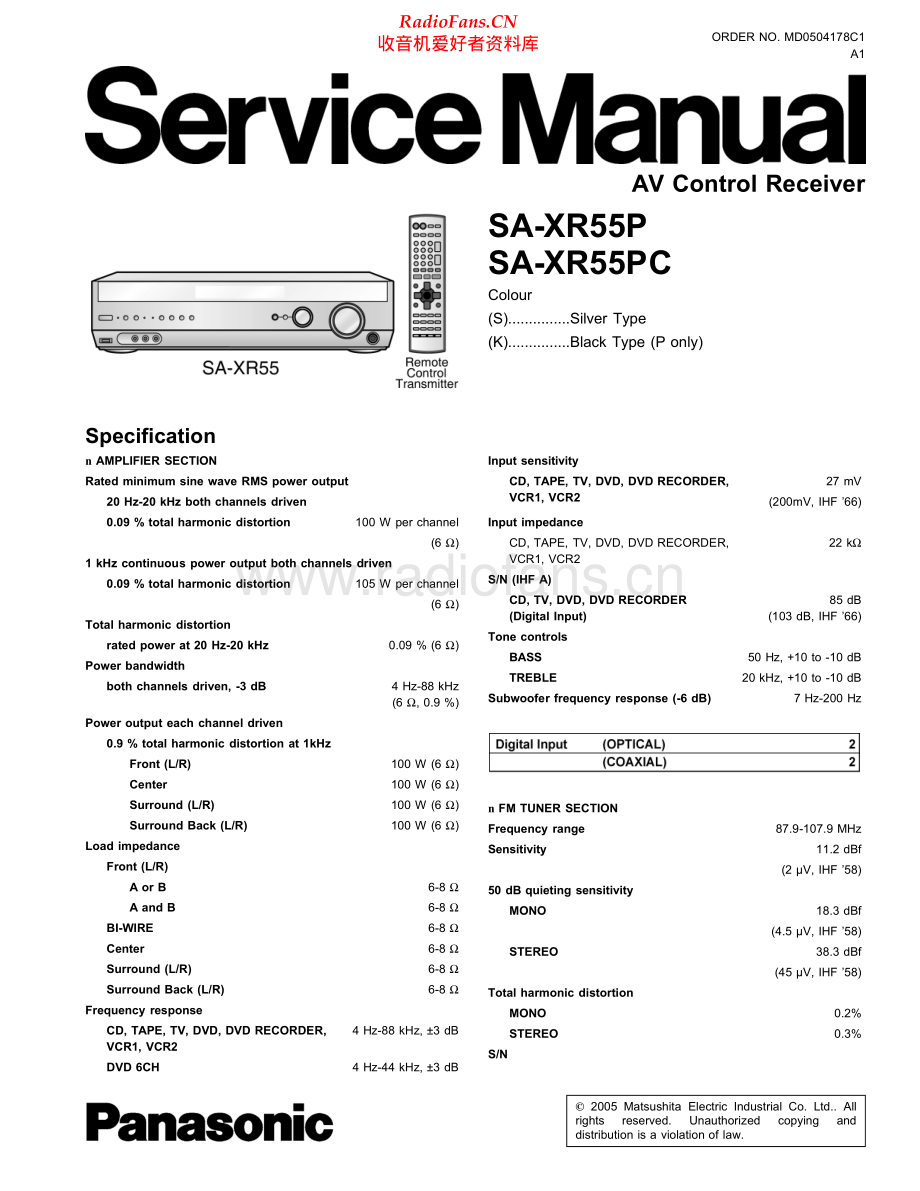 Panasonic-SAXR55P-avr-sm 维修电路原理图.pdf_第1页