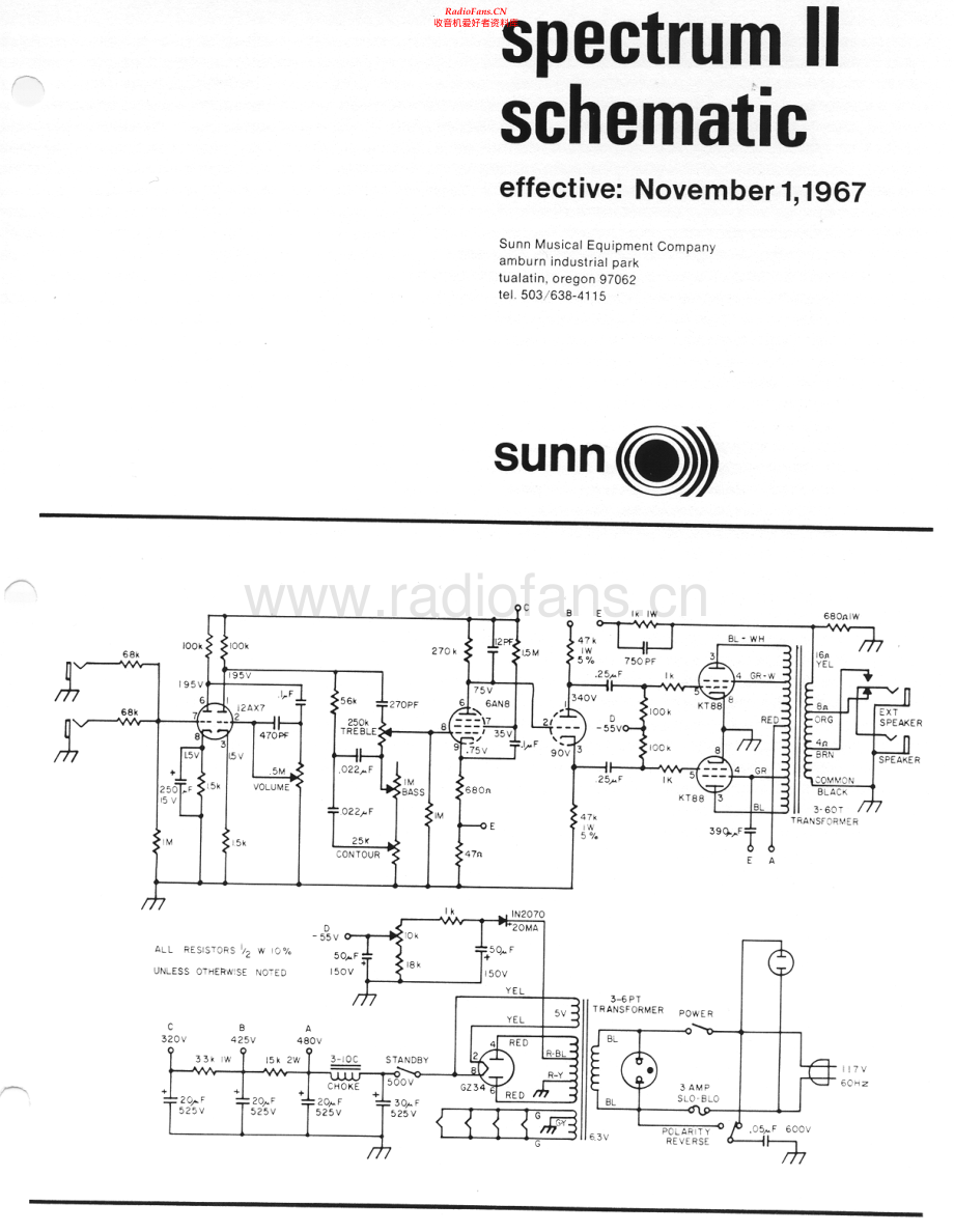 Sunn-SpectrumII-pwr-sch 维修电路原理图.pdf_第1页