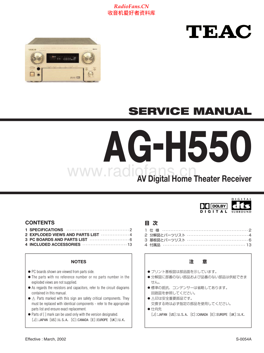 Teac-AGH550-av-sm 维修电路原理图.pdf_第1页