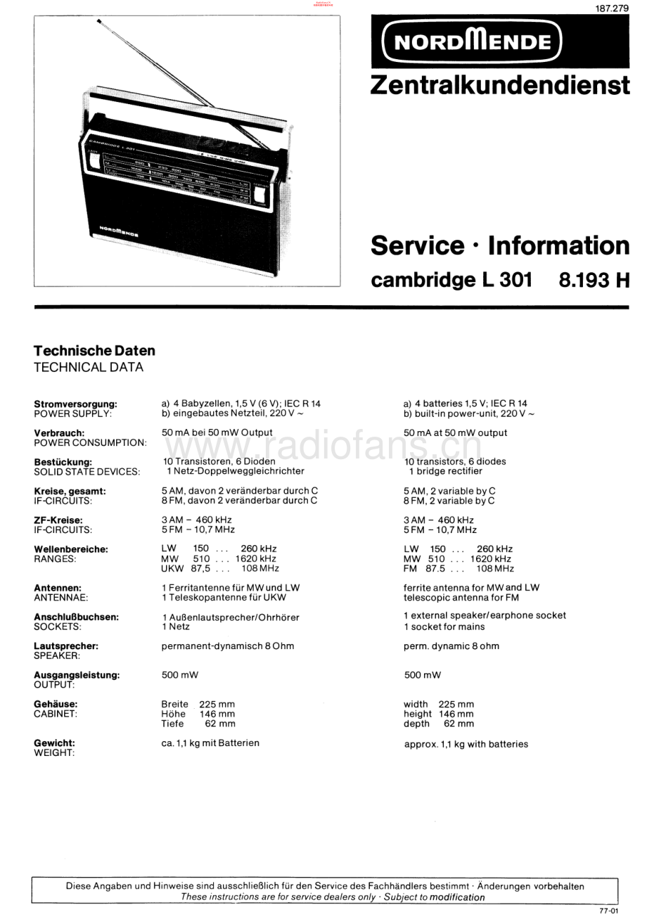 Nordmende-CambridgeL301-pr-sm 维修电路原理图.pdf_第1页