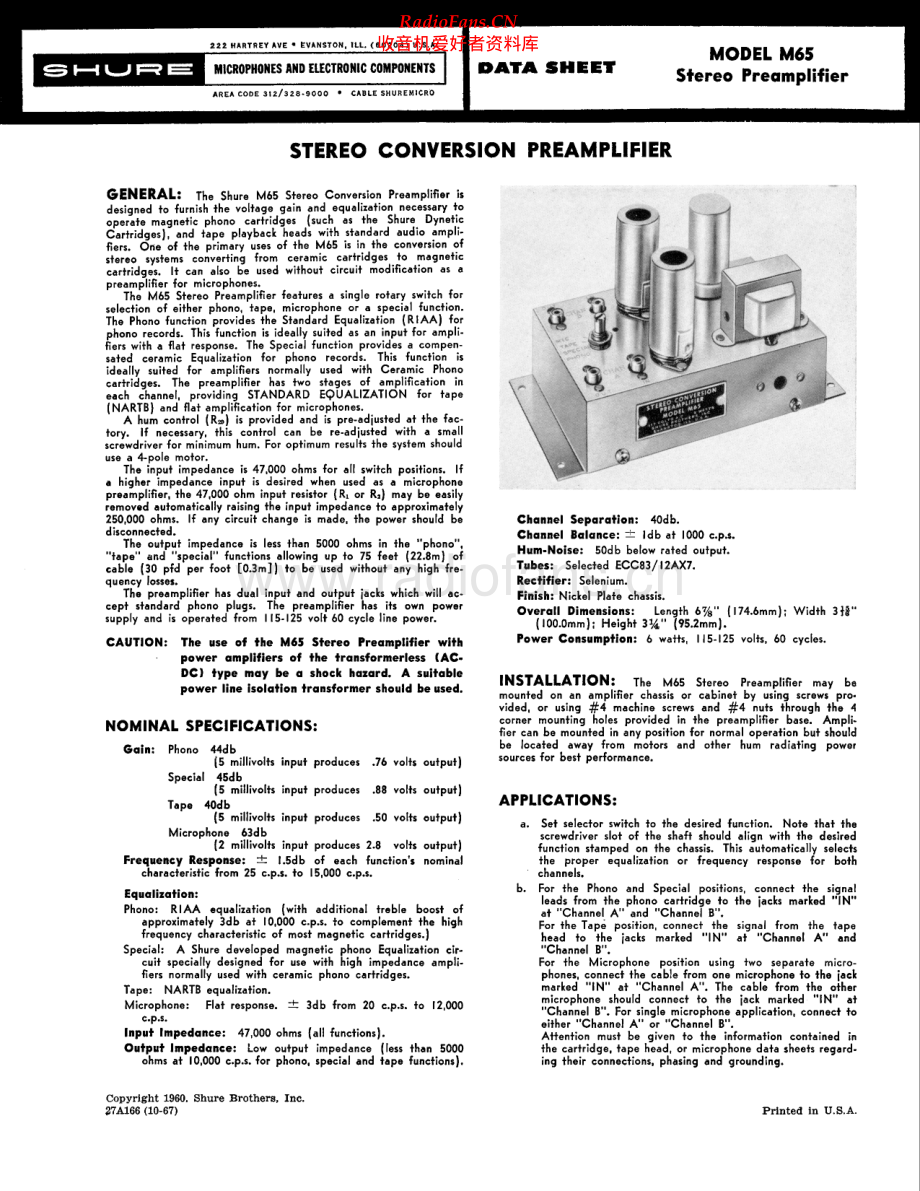 Shure-M65-pre-sch 维修电路原理图.pdf_第1页