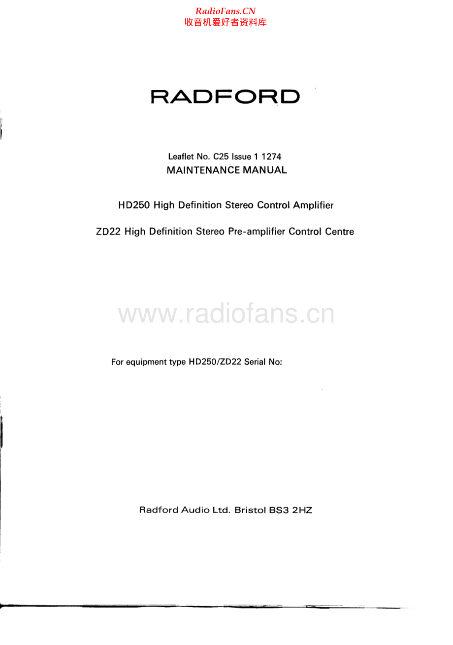 Radford-ZD22-pre-sm 维修电路原理图.pdf_第1页