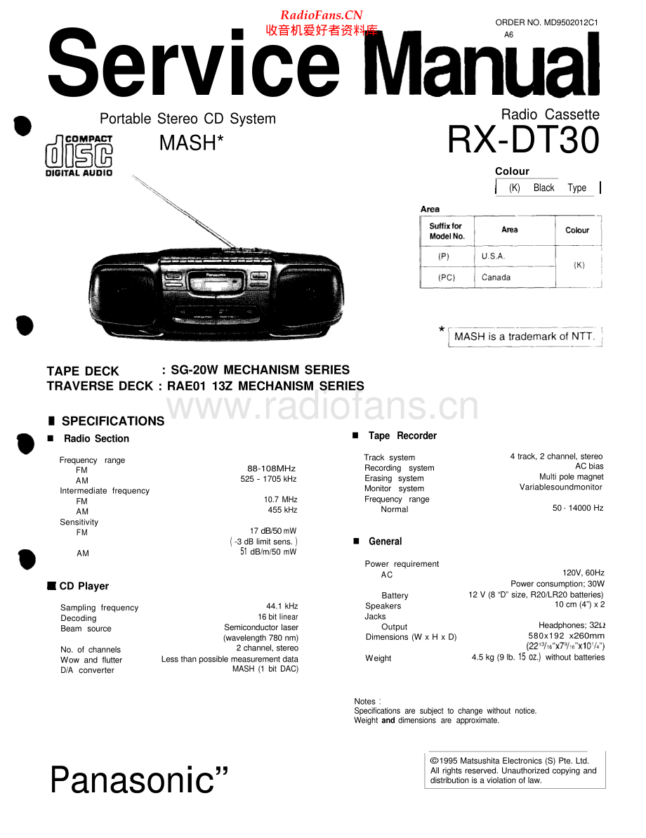 Panasonic-RXDT30-pr-sm 维修电路原理图.pdf_第1页