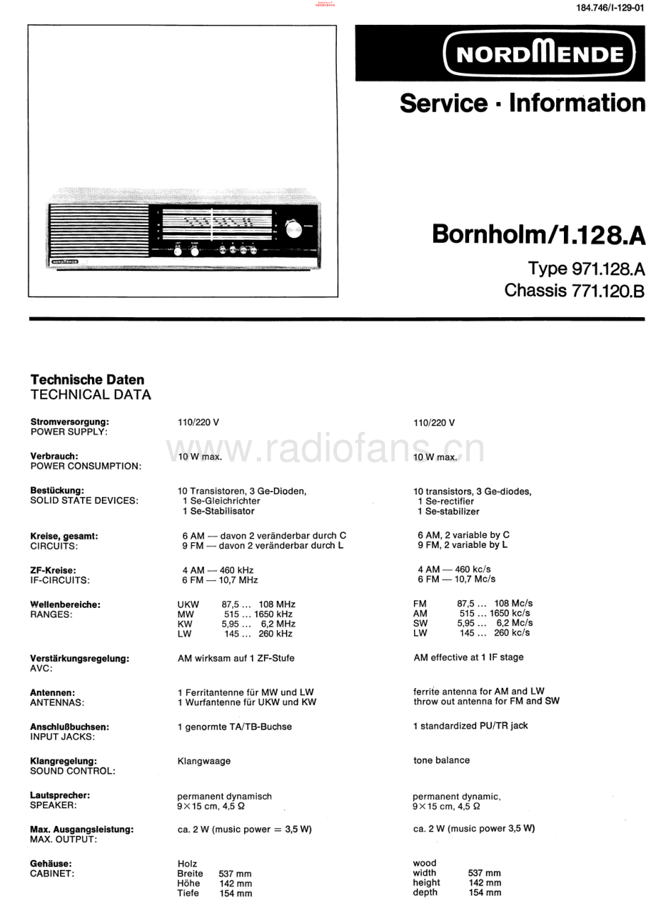 Nordmende-Bornholm1-pr-sch 维修电路原理图.pdf_第1页