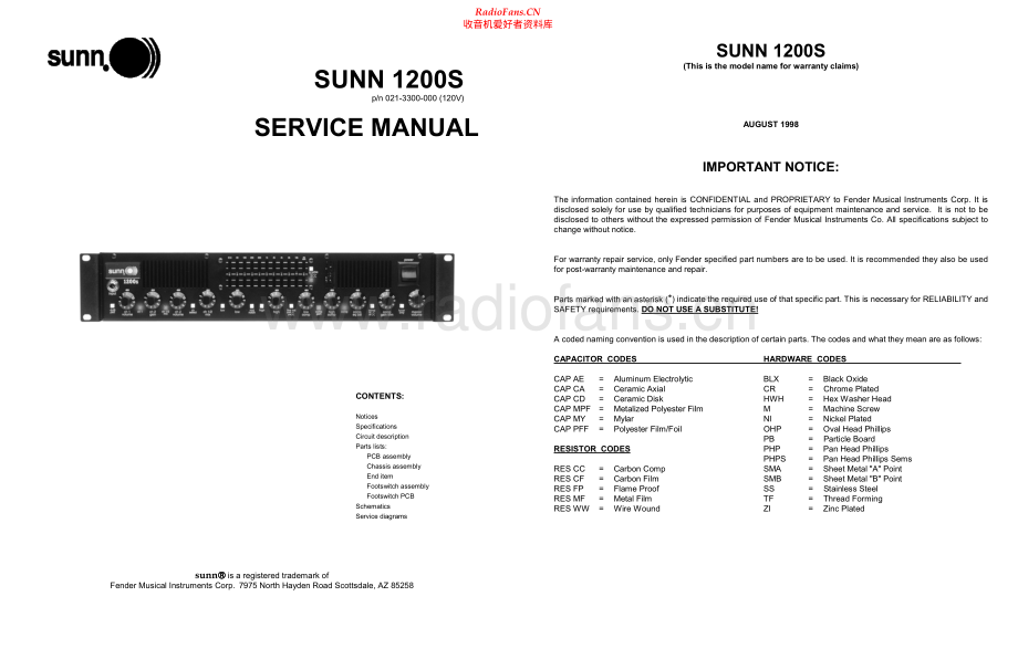 Sunn-1200S-pwr-sm 维修电路原理图.pdf_第1页