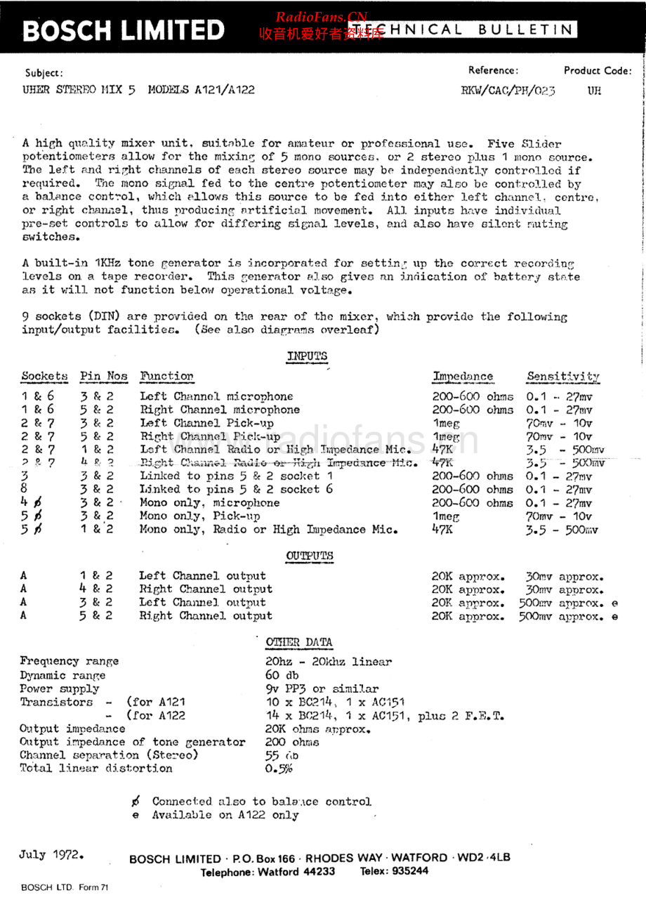 Uher-StereoMix5_A121-mix-tb 维修电路原理图.pdf_第1页