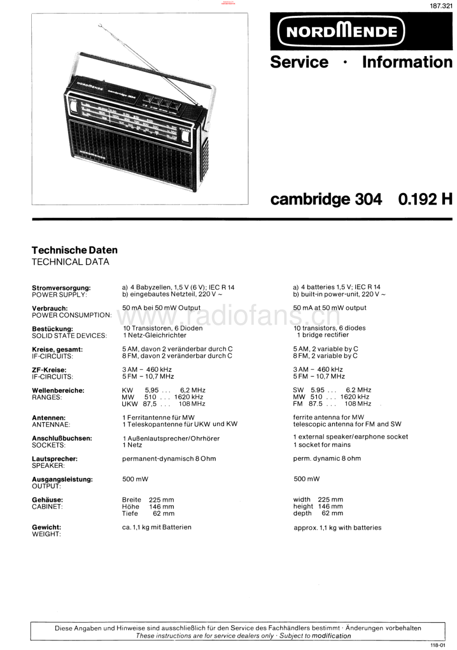 Nordmende-Cambridge304-pr-sm 维修电路原理图.pdf_第1页