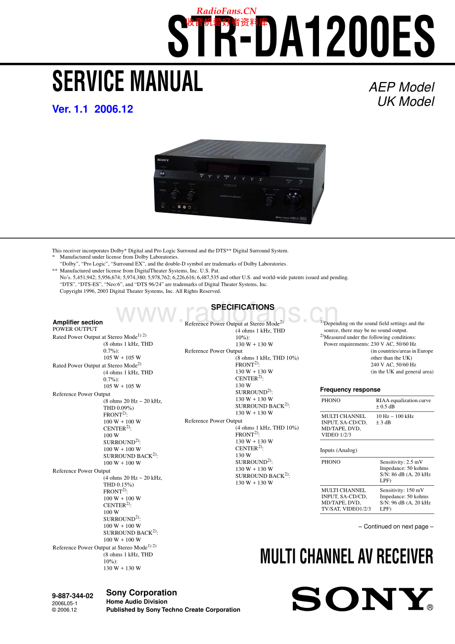 Sony-STRDA1200ES-rec-sm 维修电路原理图.pdf_第1页