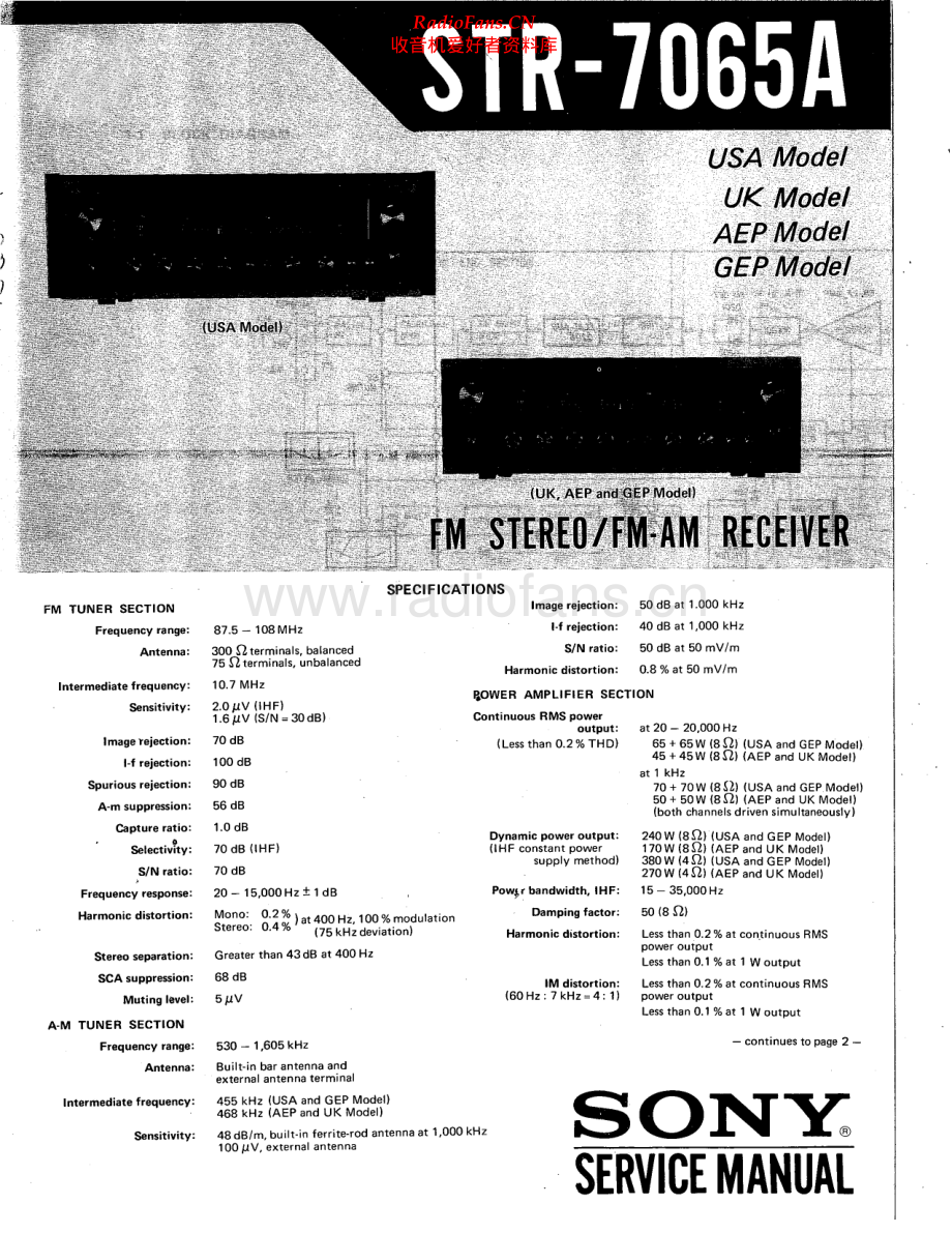 Sony-STR7065A-rec-sm 维修电路原理图.pdf_第1页