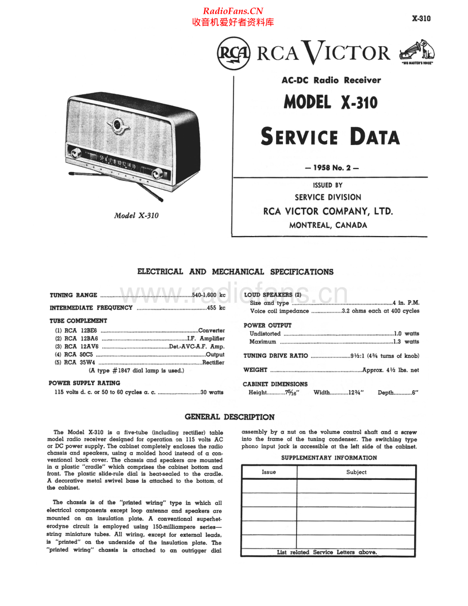 RCA-X310-rec-sm 维修电路原理图.pdf_第1页