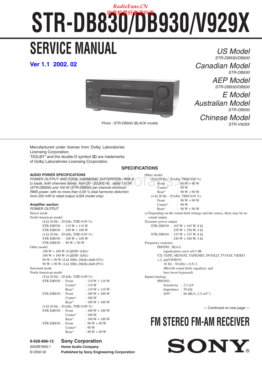 Sony-STRDB930-rec-sm 维修电路原理图.pdf_第1页