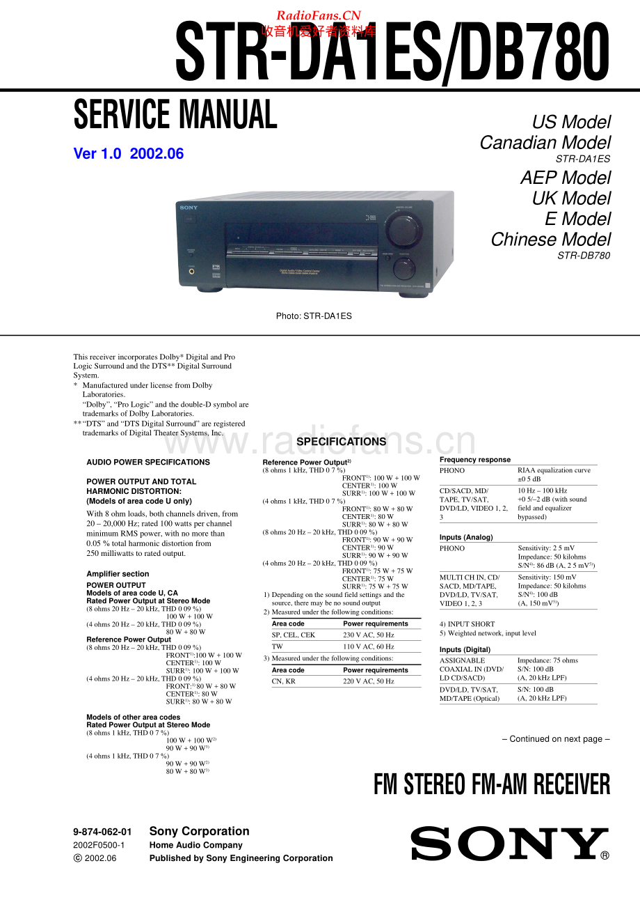 Sony-STRDA1ES-rec-sm 维修电路原理图.pdf_第1页