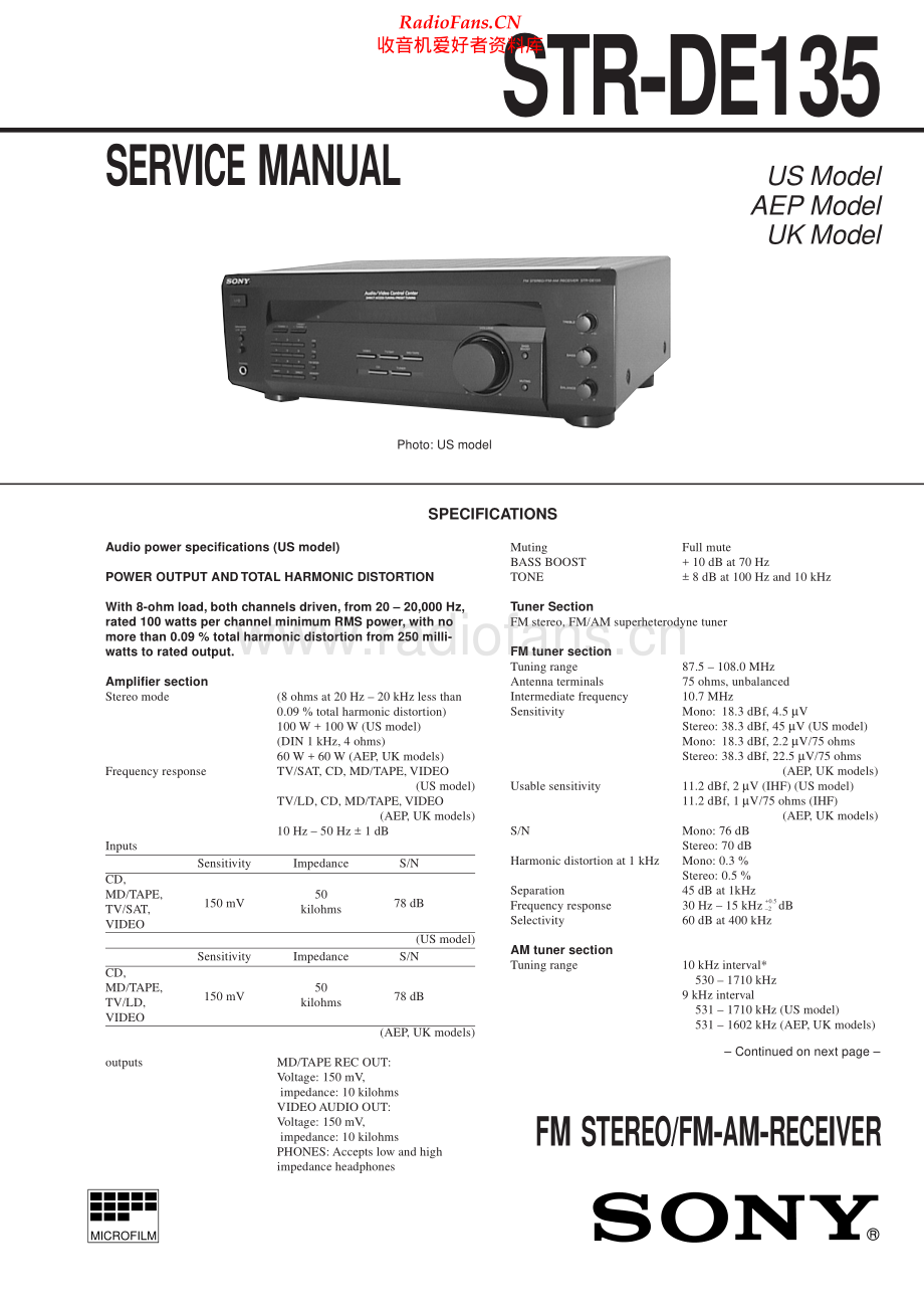 Sony-STRDE135-rec-sm 维修电路原理图.pdf_第1页