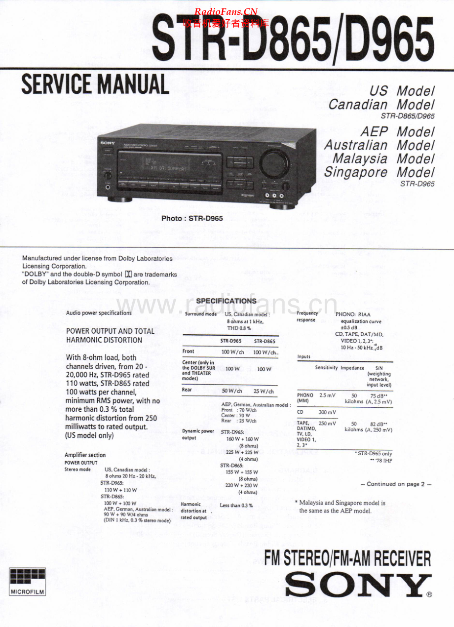 Sony-STRD965-rec-sm 维修电路原理图.pdf_第1页