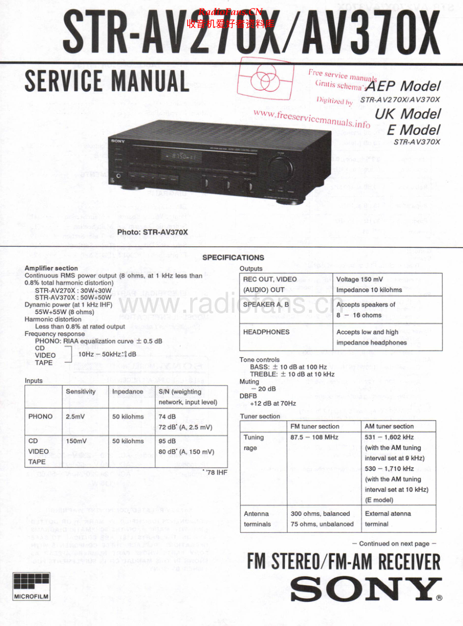 Sony-STRAV370X-rec-sm 维修电路原理图.pdf_第1页