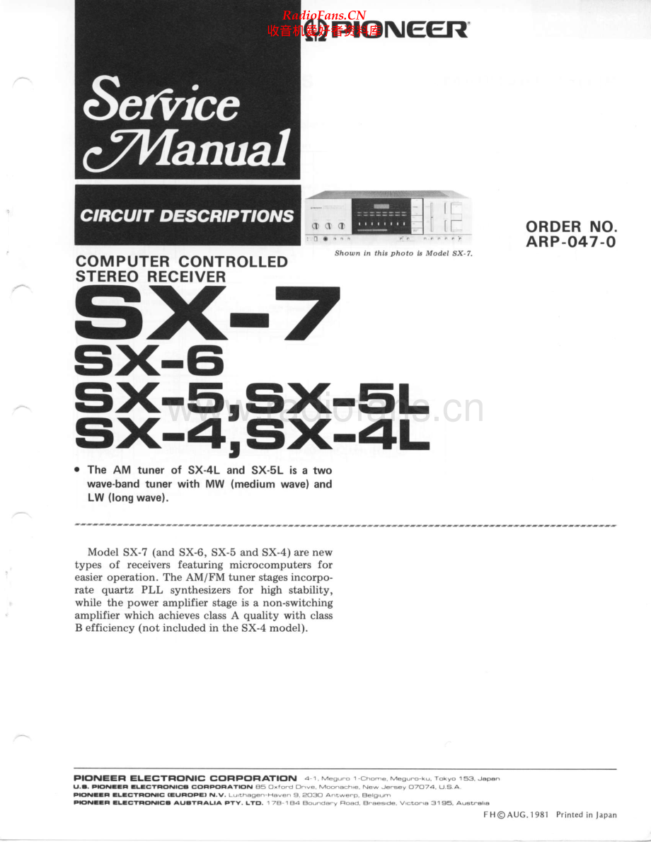 Pioneer-SX5L-rec-sm 维修电路原理图.pdf_第1页