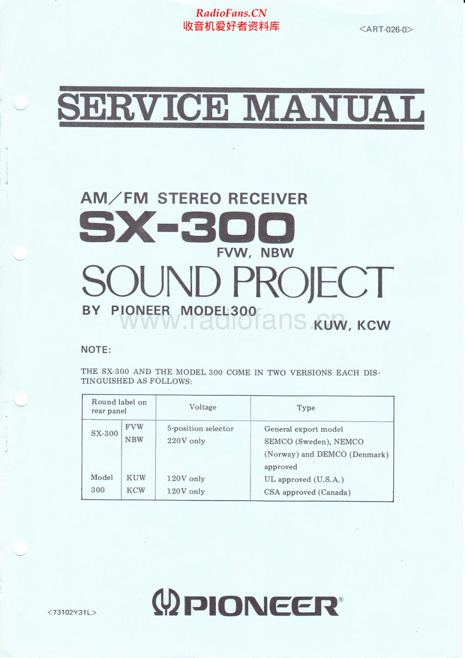 Pioneer-SX300-rec-sm 维修电路原理图.pdf_第1页