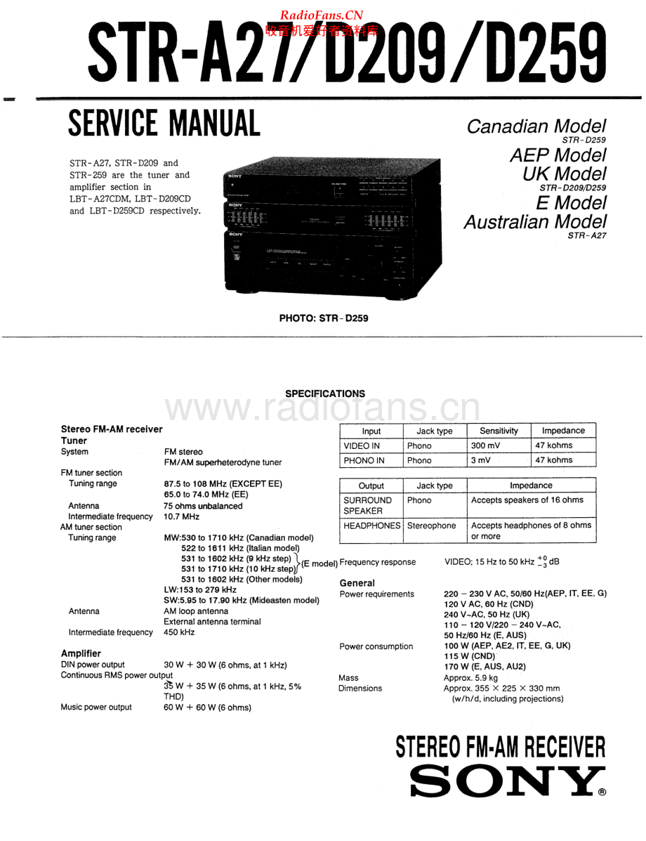 Sony-STRA27-rec-sm 维修电路原理图.pdf_第1页