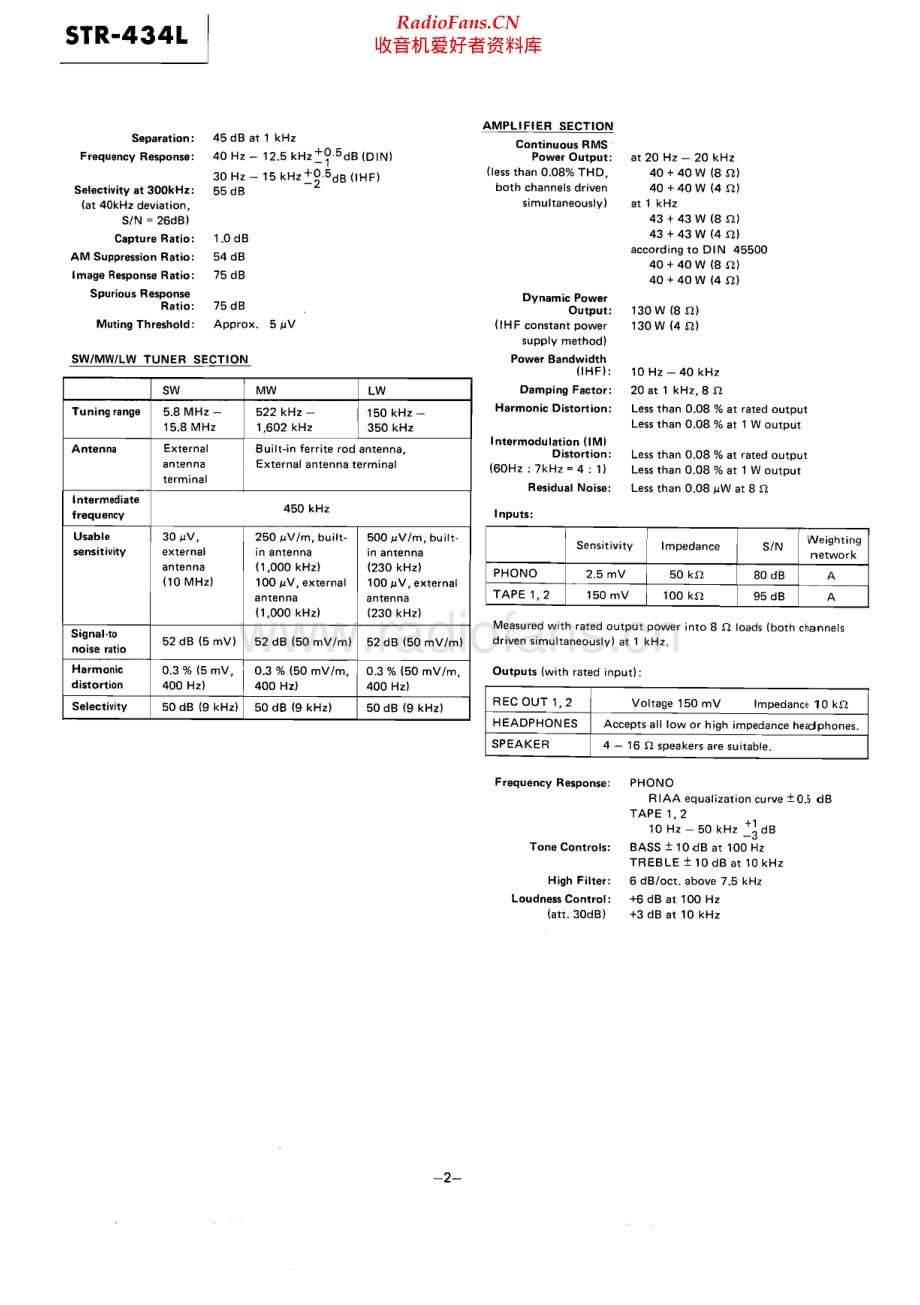 Sony-STR434L-rec-sm 维修电路原理图.pdf_第2页