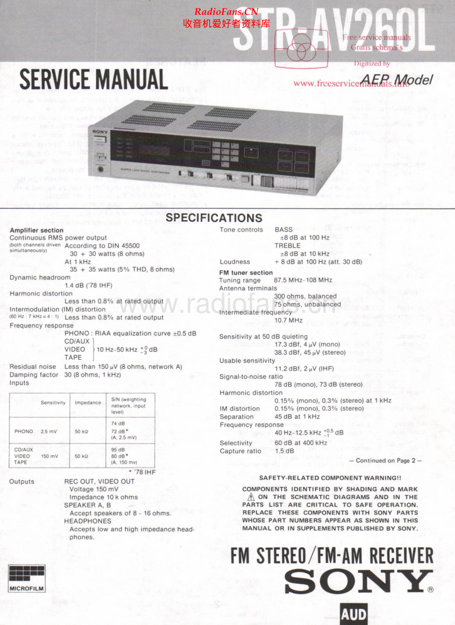 Sony-STRAV260L-rec-sm 维修电路原理图.pdf_第1页