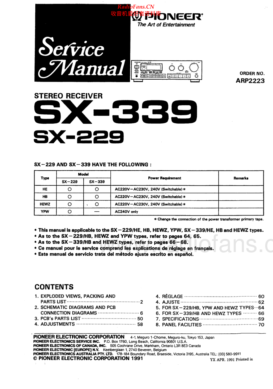 Pioneer-SX339-rec-sm 维修电路原理图.pdf_第1页