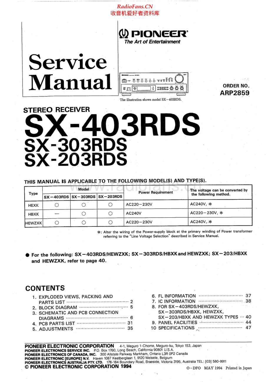 Pioneer-SX303RDS-rec-sm 维修电路原理图.pdf_第1页