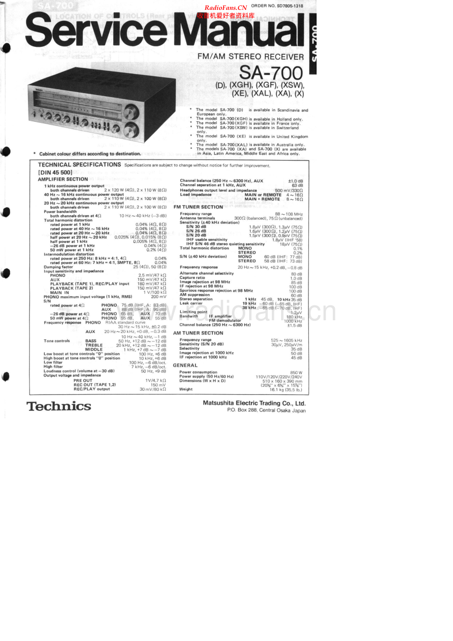 Technics-SA700-rec-sm1 维修电路原理图.pdf_第1页