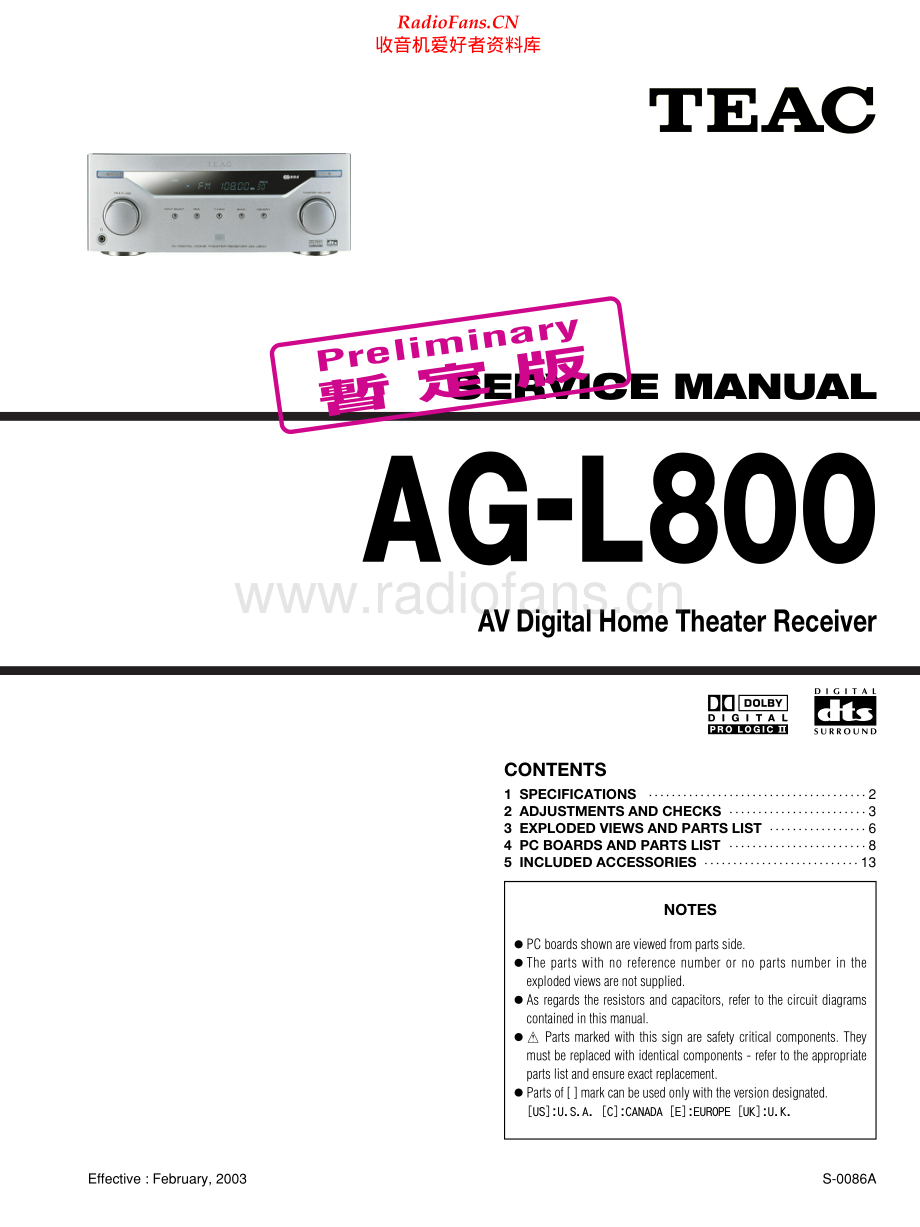 Teac-AGL800-rec-sm 维修电路原理图.pdf_第1页