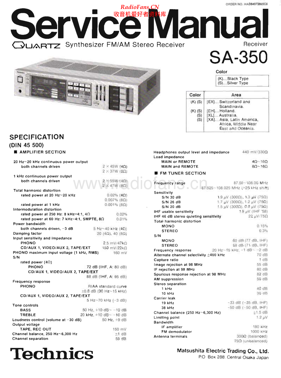 Technics-SA350-rec-sm 维修电路原理图.pdf_第1页