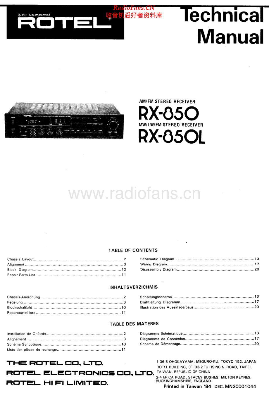 Rotel-RX850-rec-sm 维修电路原理图.pdf_第1页