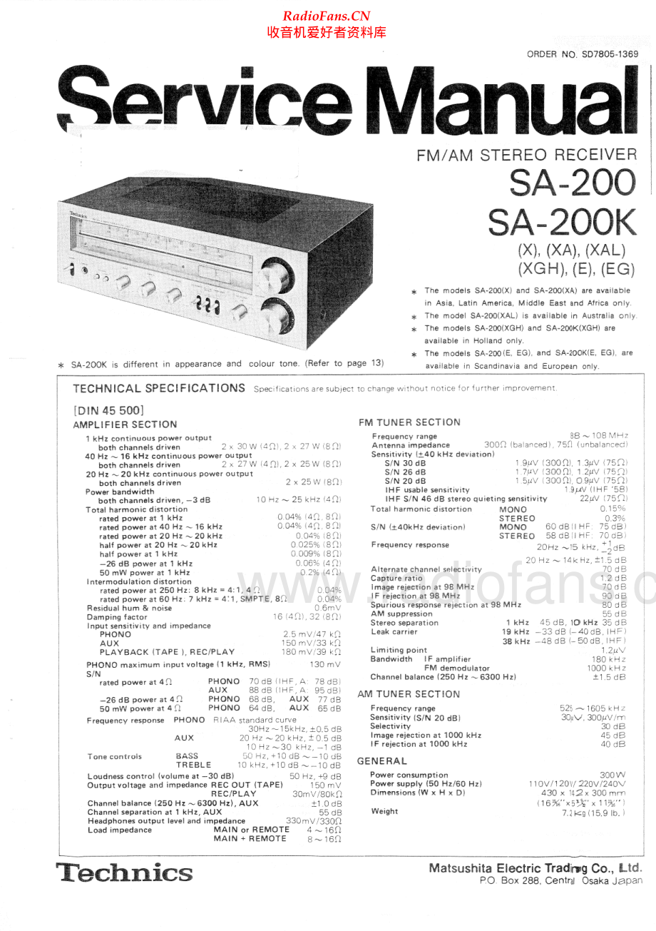 Technics-SA200-rec-sm 维修电路原理图.pdf_第1页