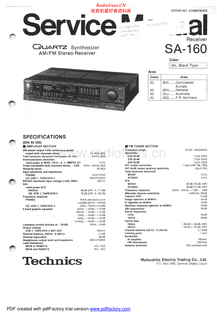 Technics-SA160-rec-sm 维修电路原理图.pdf_第1页