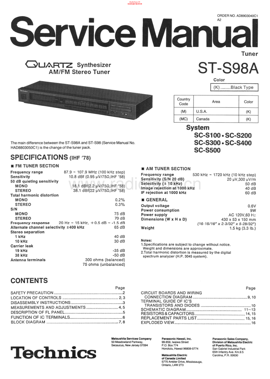 Technics-STS98A-tun-sm(1) 维修电路原理图.pdf_第1页