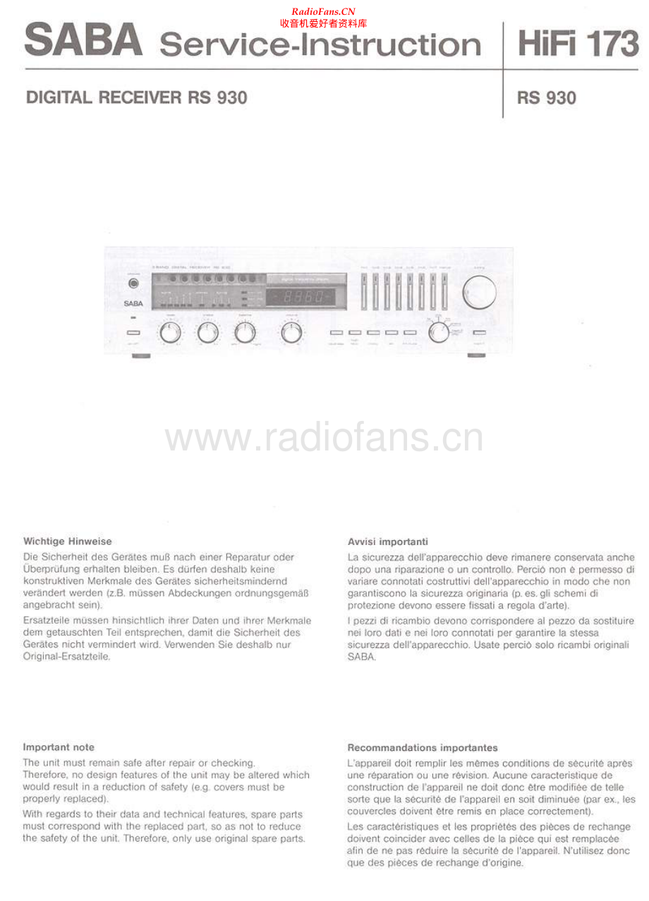 Saba-HiFi173-rec-sm 维修电路原理图.pdf_第1页