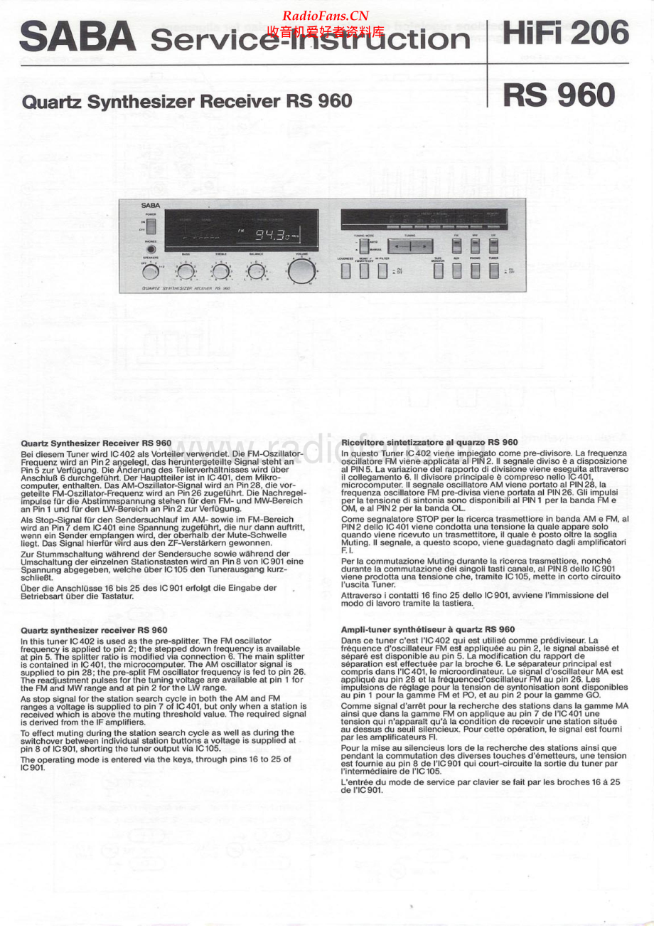 Saba-RS960-rec-sm 维修电路原理图.pdf_第1页