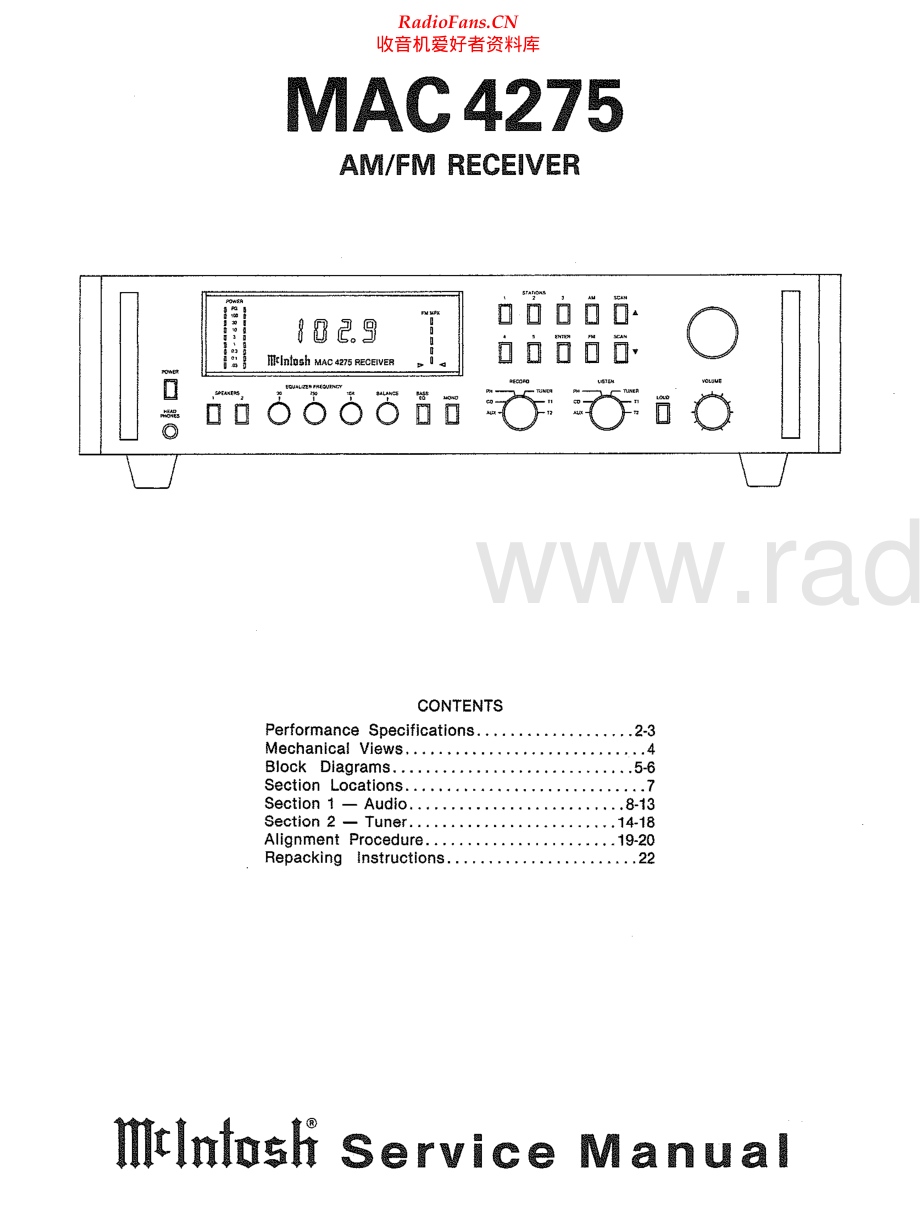 McIntosh-MAC4275-rec-sm(1) 维修电路原理图.pdf_第1页