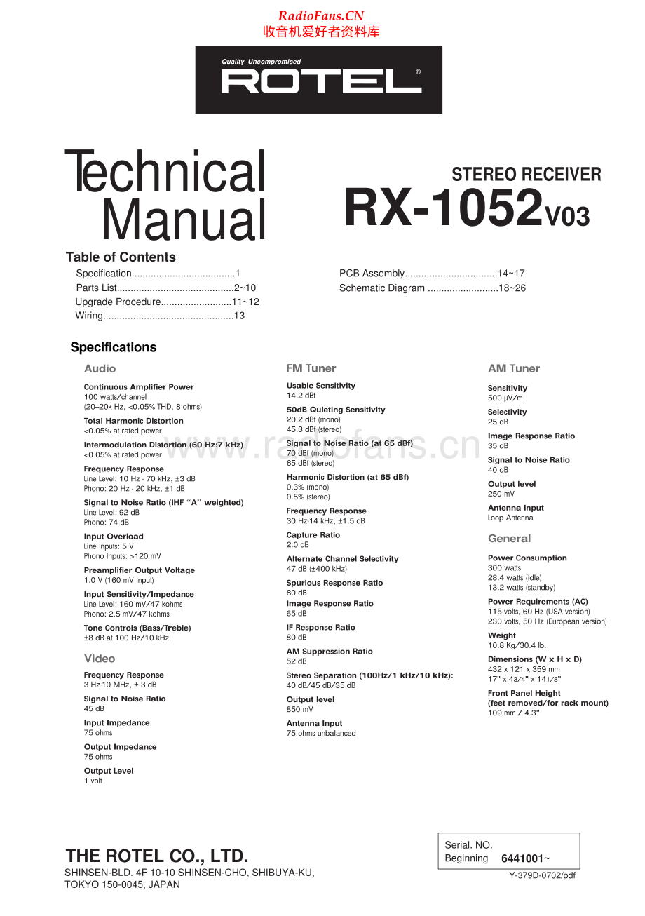 Rotel-RX1052_v03-rec-sm 维修电路原理图.pdf_第1页