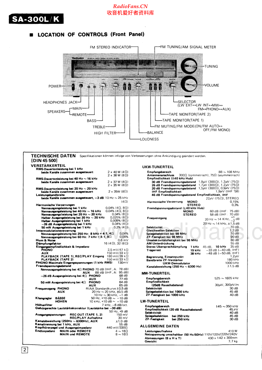 Technics-SA300L-rec-sm 维修电路原理图.pdf_第2页