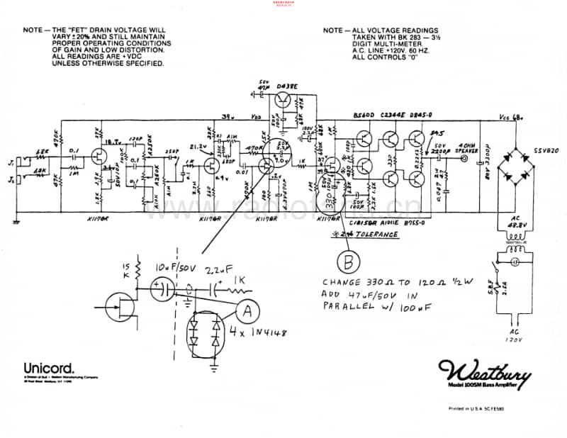 Westbury_10005m_bass 电路图 维修原理图.pdf_第1页