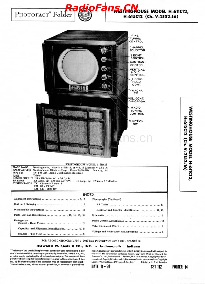 Westinghouse-H-611C12-Sams-112-14电路原理图.pdf_第1页