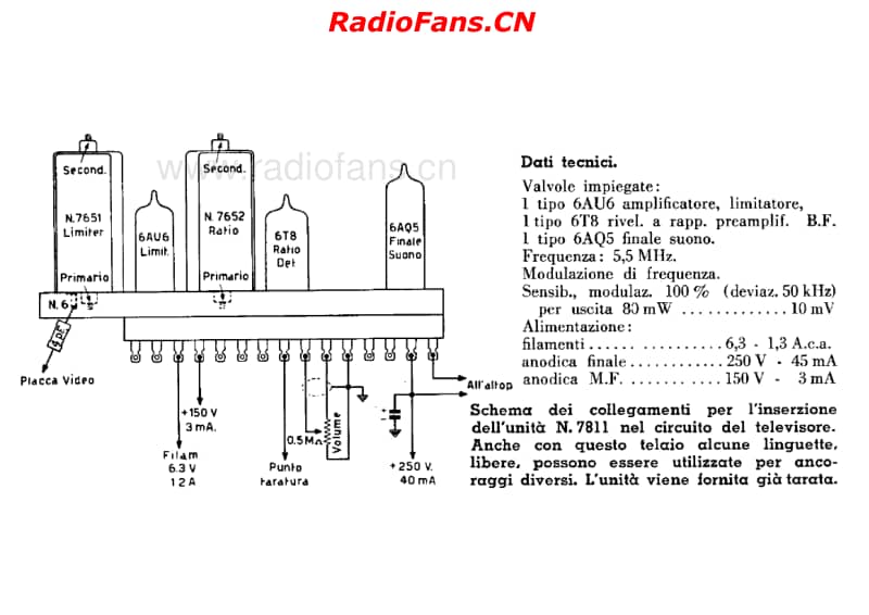 Geloso 7811 TV Sound unit specs电路原理图.pdf_第1页