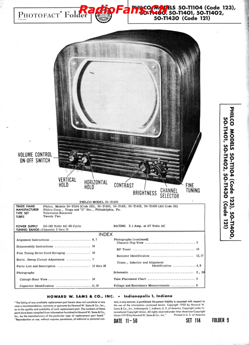 Philco-50-T1104-Sams-114-9电路原理图.pdf_第1页