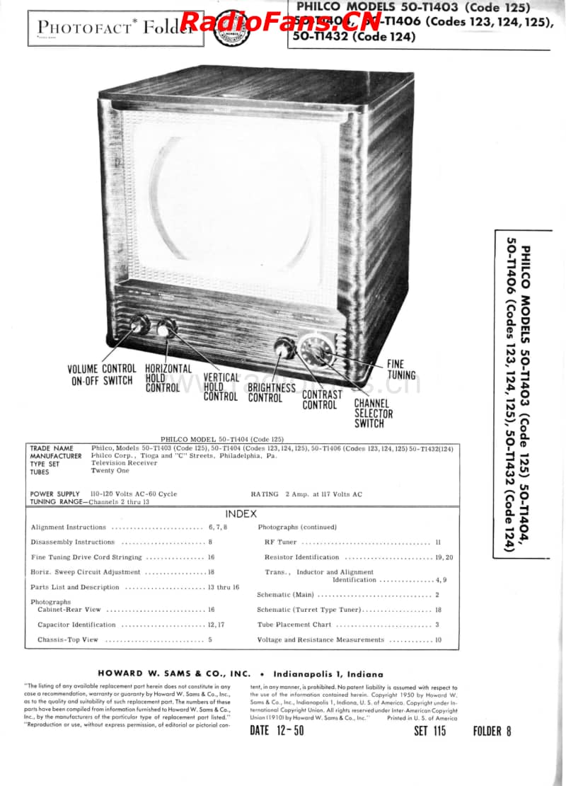 Philco-50-T1403-Sams-115-8电路原理图.pdf_第1页