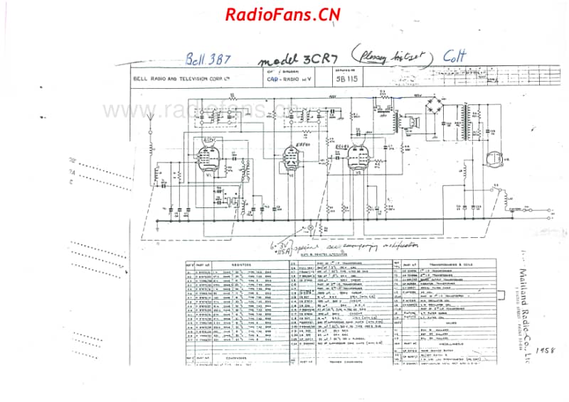 bell-3cr7-colt-car-radio-3v-bc-vib-1958 电路原理图.pdf_第1页