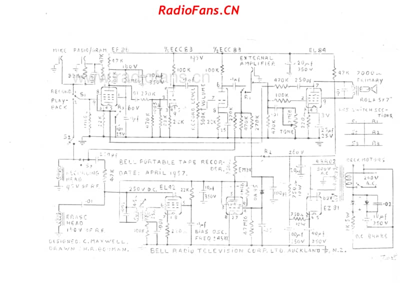 bell-model-unknown-portable-tape-recorder-6v-ac-19xx 电路原理图.pdf_第1页