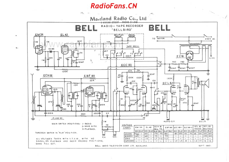 bell-bellbird-radio-tape-recorder-7v-bc-ac-1960 电路原理图.pdf_第1页