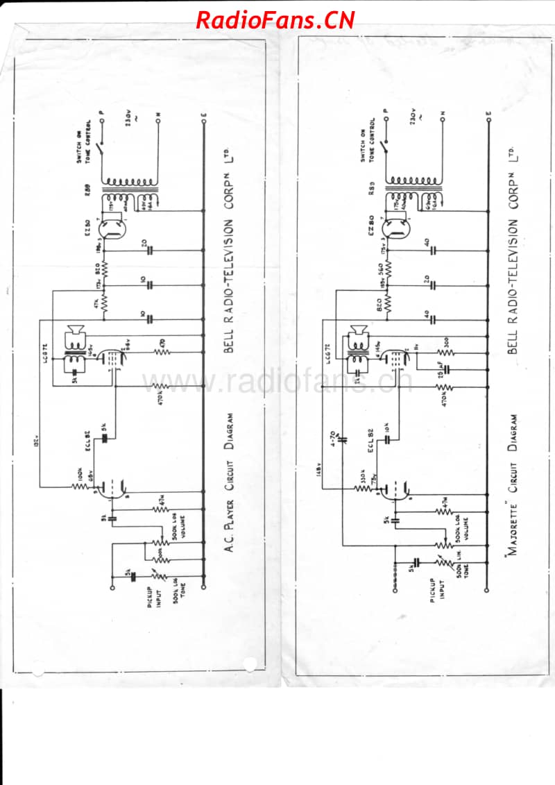 bell-ac-player-and-majorette-record-players 电路原理图.pdf_第1页