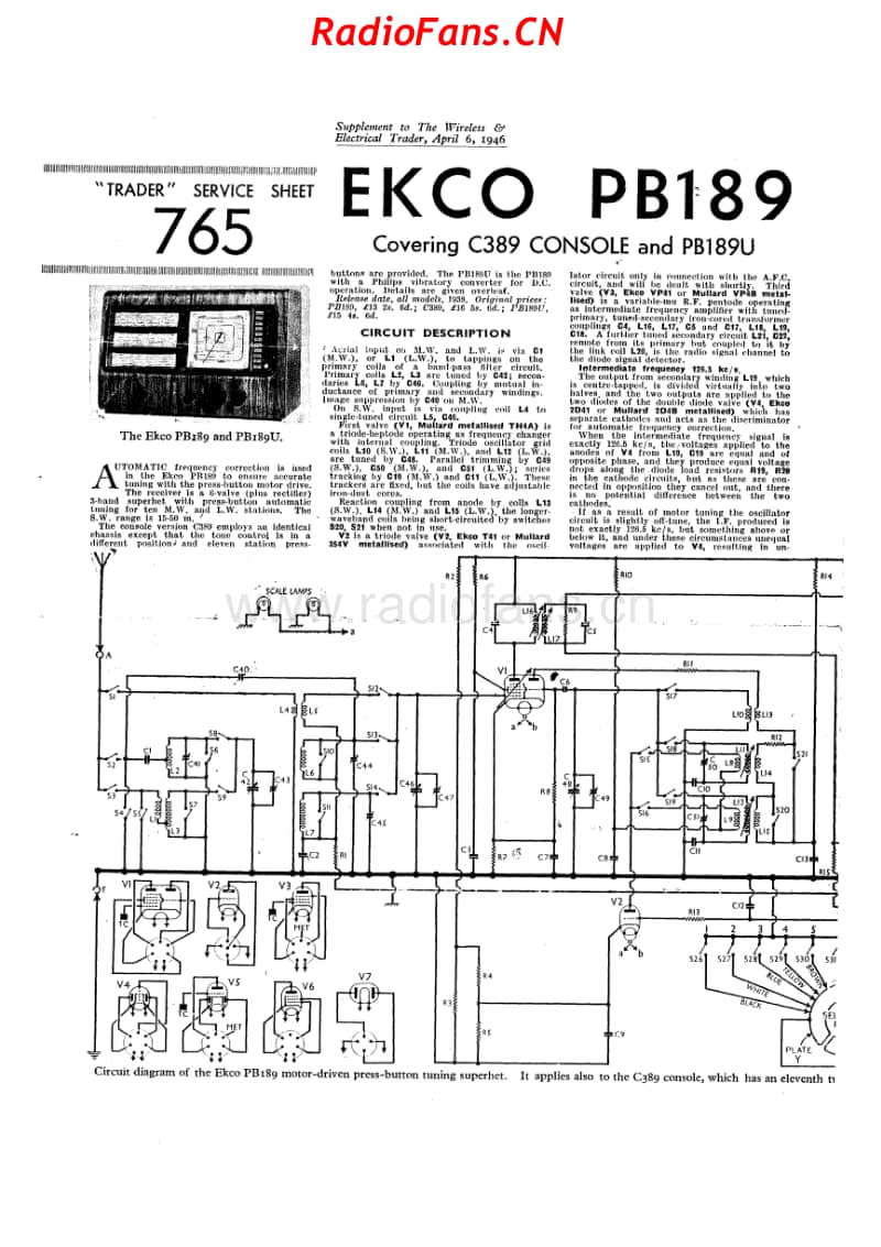 EKCO-PB189-PB289-1938 电路原理图.pdf_第1页