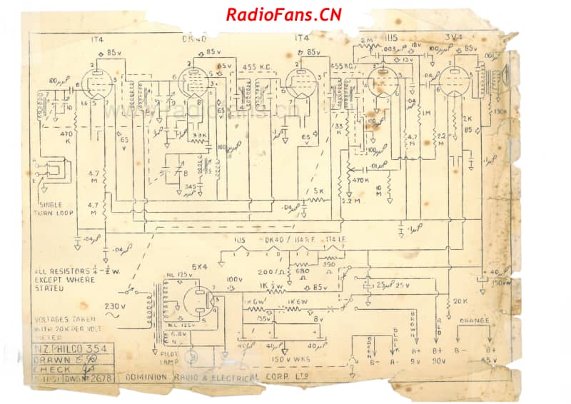 Philco-model-354-5V-BC-AC-bat-1951 电路原理图.pdf_第1页